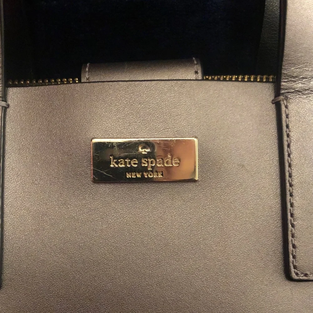 Kate Spade Metallic Gunmetal Leather Tote Bag with Tag
